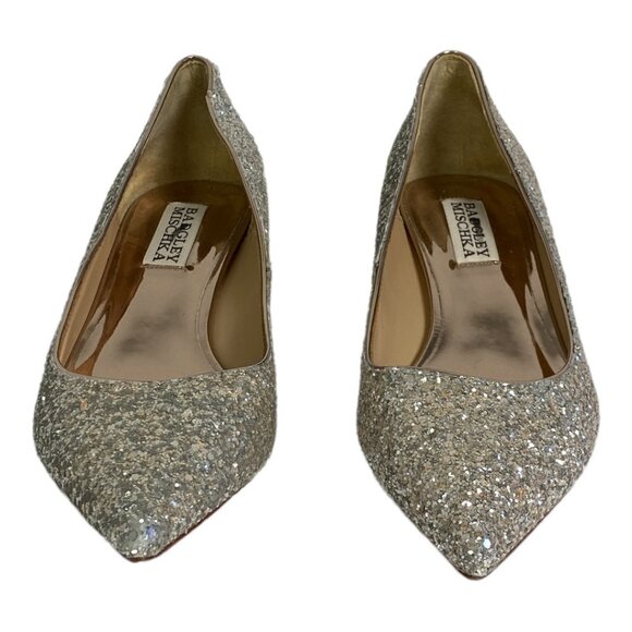 NWT Badgley Mischka Madison II Pump Champagne Glitter Size 6 Pointed Toe Heels - Picture 5 of 14